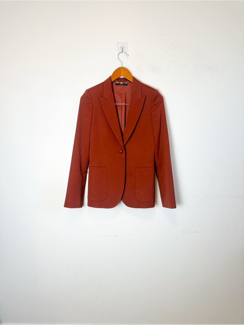 Gucci Rust-Red Tailored Single-Button Blazer
